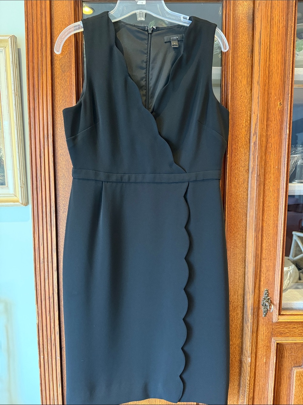 J crew Black Scallop Sheath Dress with V-Neck